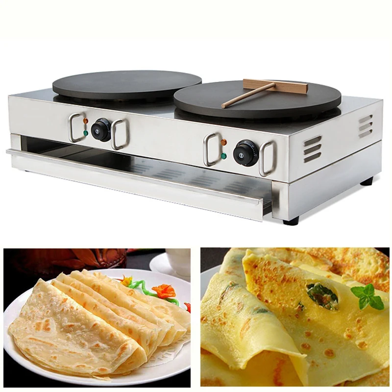 Commercial Electric Crepe Maker Electric Pancake Making Machine Double-burner Electric Crepe Making Furnace