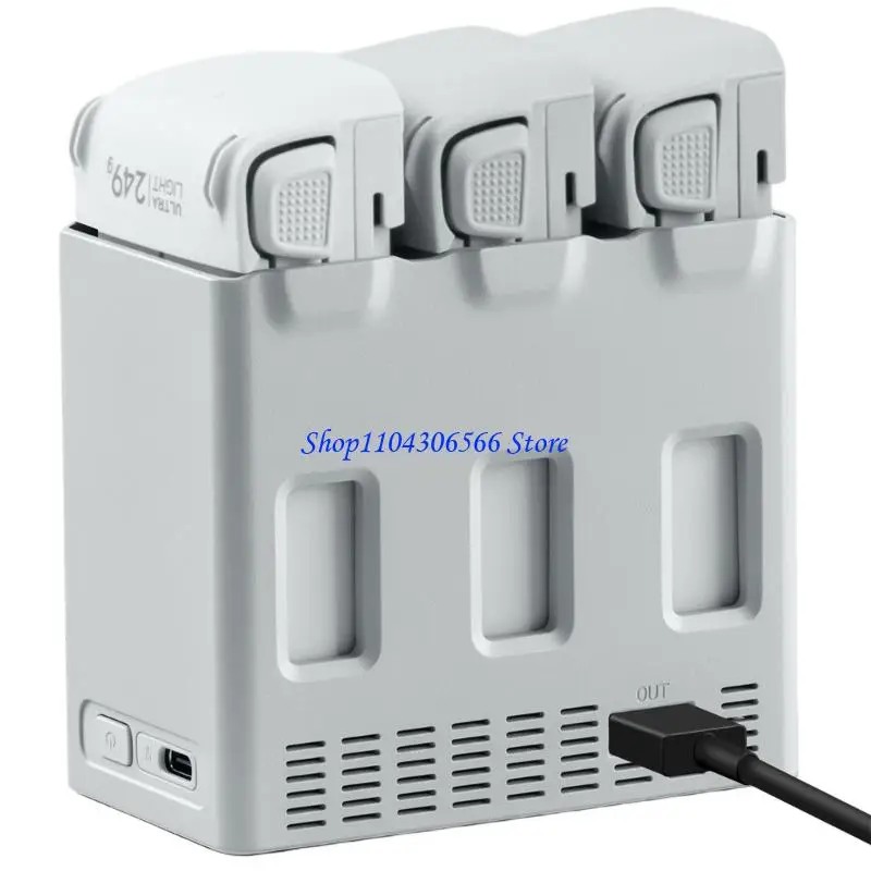 02DD Light Gray Battery Charging Station for LITO 1 with ABS Housing, Three Individual Bays, Lights and 5 V/2.0 A Specified USB
