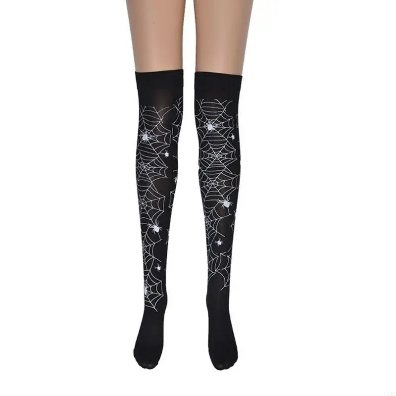 

L5YC Halloween Blood Print Stockings Skull Skeleton Printed Over Knee Bottoming Socks