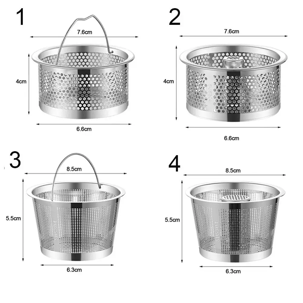 مصفاة حوض الفولاذ المقاوم للصدأ شكل دائري لصائد الشعر، شبكة تصفية نفايات الأرضية، شبكة صائد النفايات المضادة للحجب #6