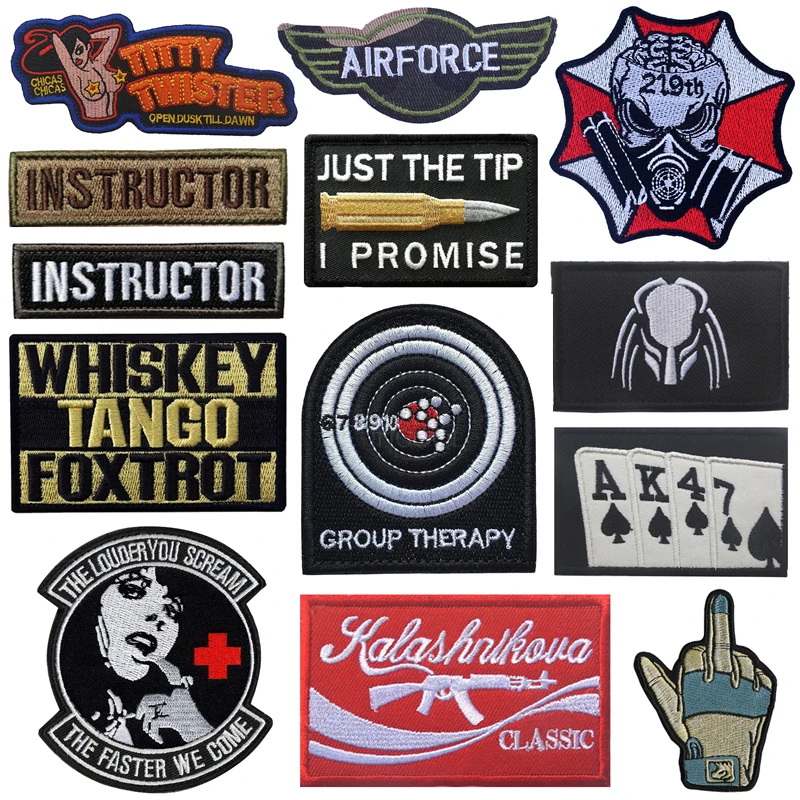 Tactical Military Embroidery Patch Iron On Patches For Clothing Finger Combat Embroidered Patches On Clothes Glove Patch Badges