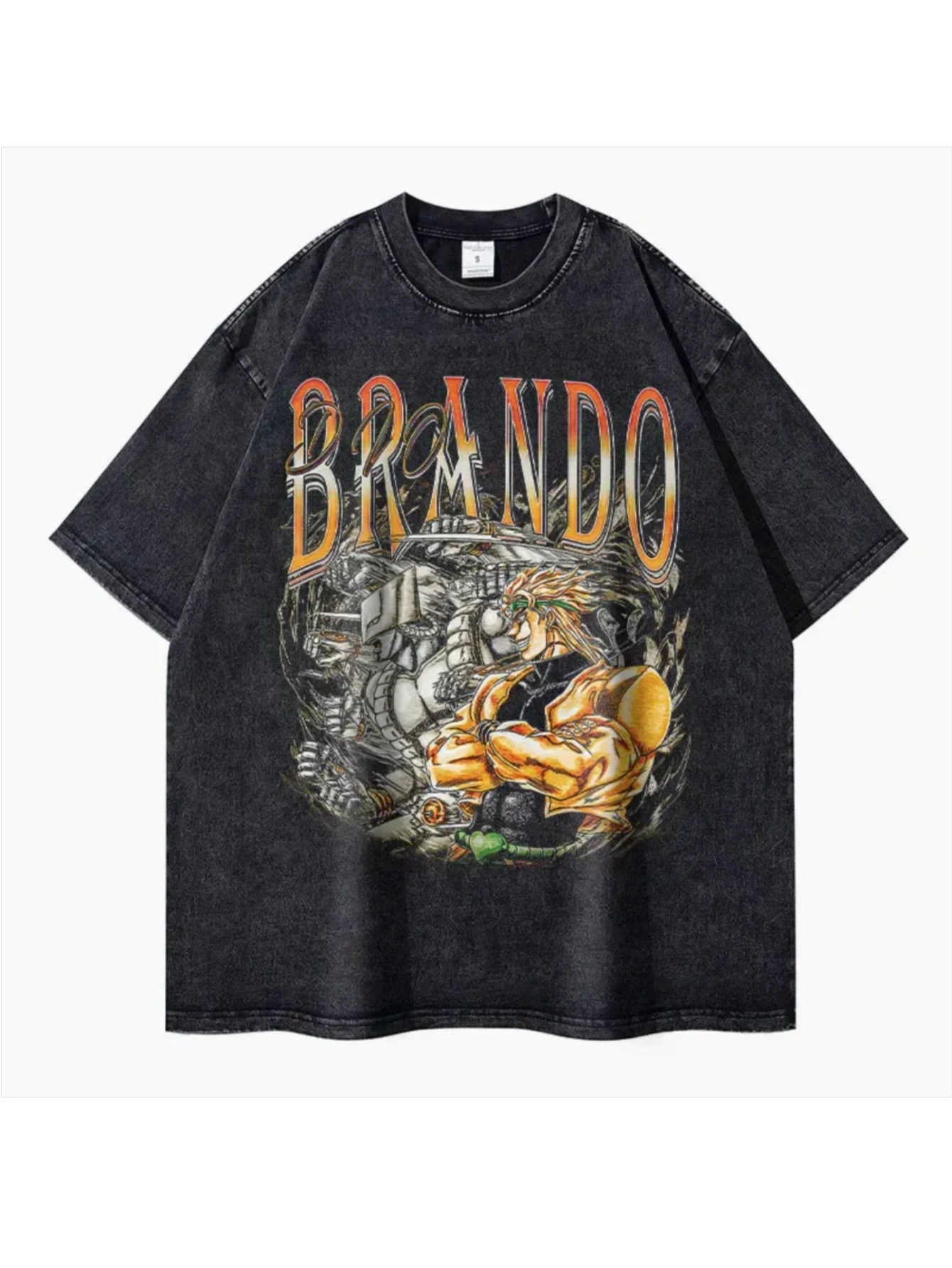 Anime Jojo Journey fantástica aventura DIO Vintage lavado cómic Giorgio océano camiseta suelta cómic Kujou Jolyne Top