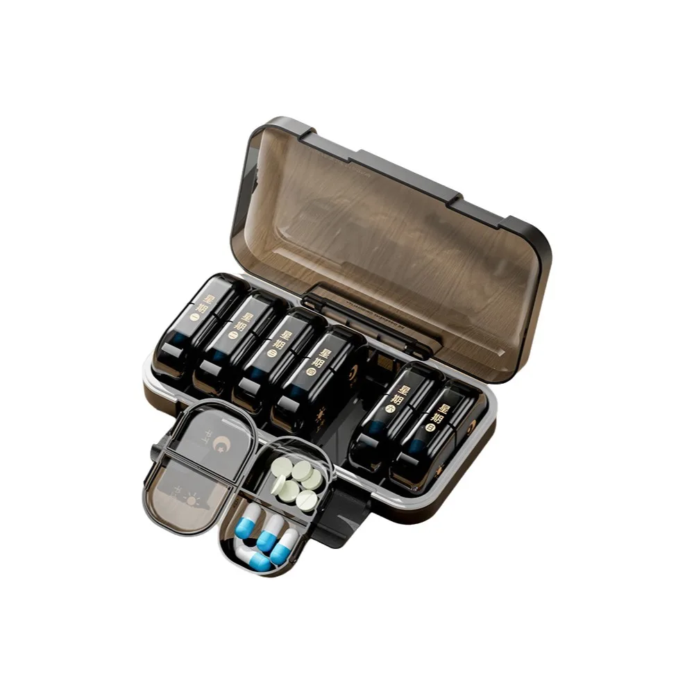 

Portable Medicine Box Japanese-style Reminder Function Medicine Dispenser Seven Days Plastic Weekly Pill Organizer