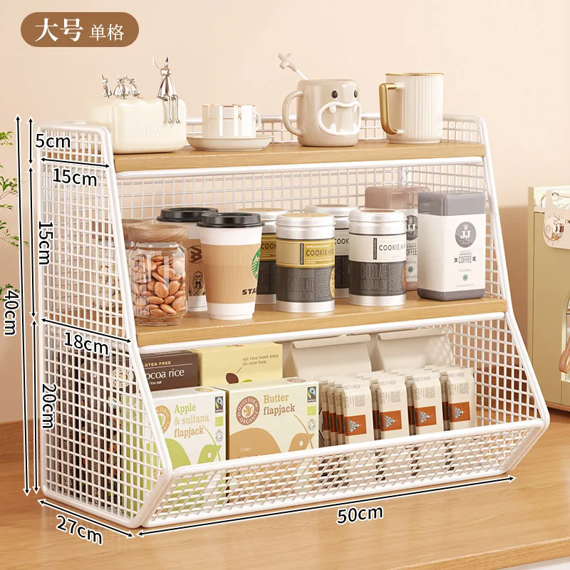 Desktop Rack,  Multi-functional Layered Finishing,  Cup Holder, Tea Bag Storage
