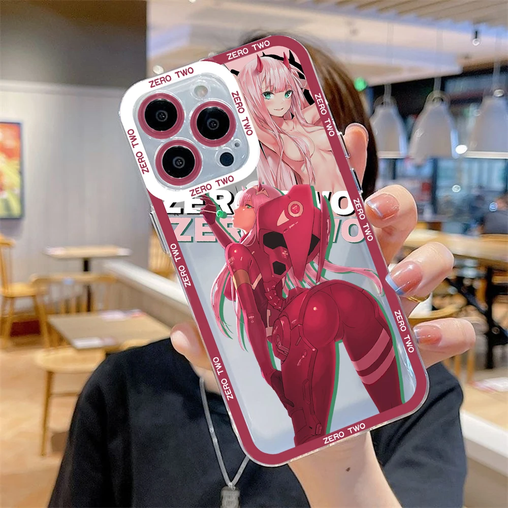 حافظة هاتف Zero Two Darling in the FranXX Anime لهاتف iPhone 16 e 15 14 13 12 11 Pro Max Plus X XS XR SE 2020 2022 Funda Coque