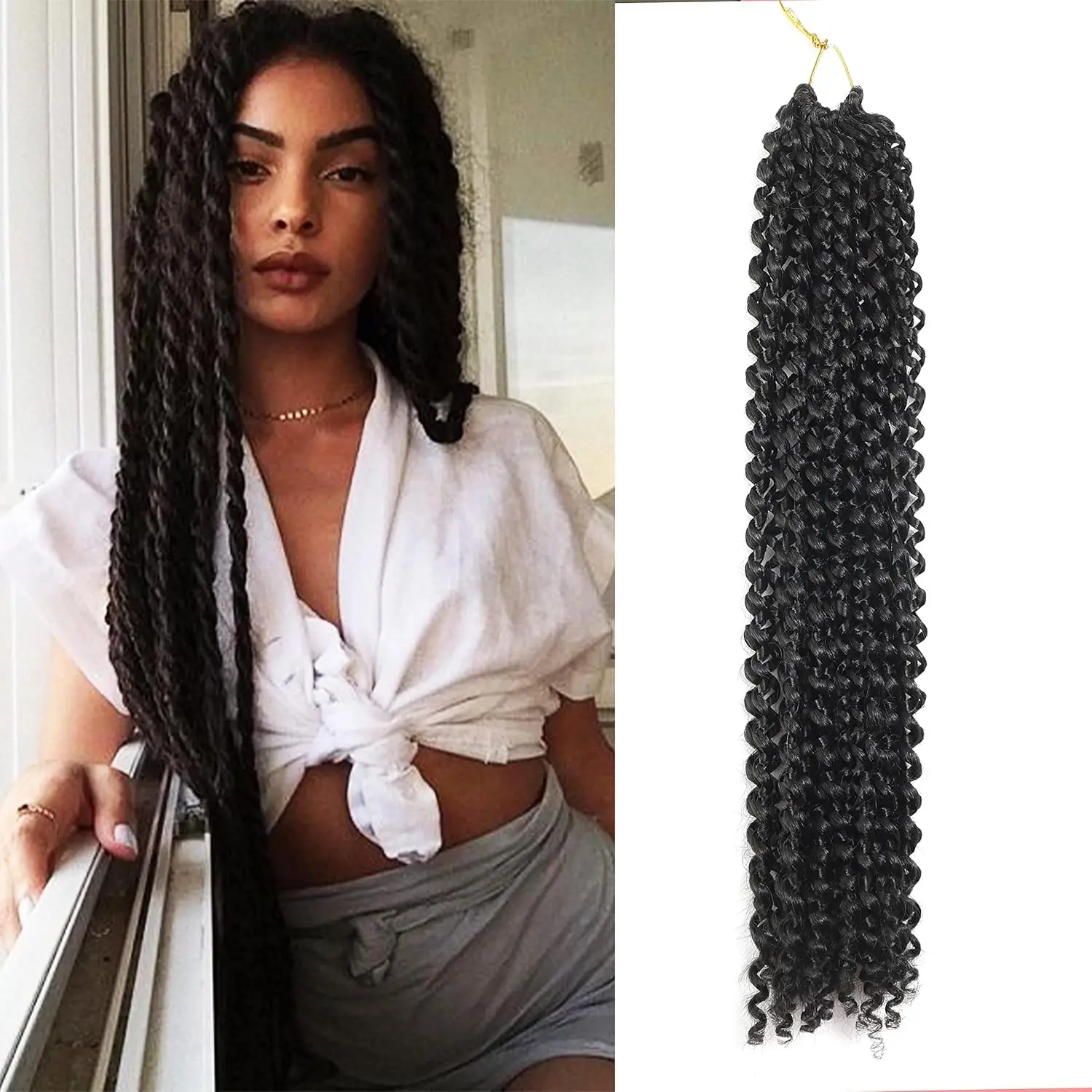 Ladies crochet hair with water waves, curly hair crochet, wavy human hair, deep wavy beach curls crochet, synthetic hair extensi