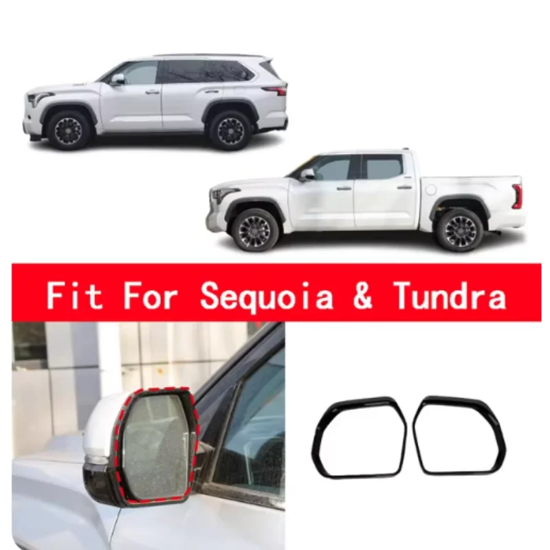 

ABS Carbon Fiber Car Styling Side Door Rearview Mirror Sun Visor Shade Rain Guard Shield For Toyota Tundra2022-2024 Accessories