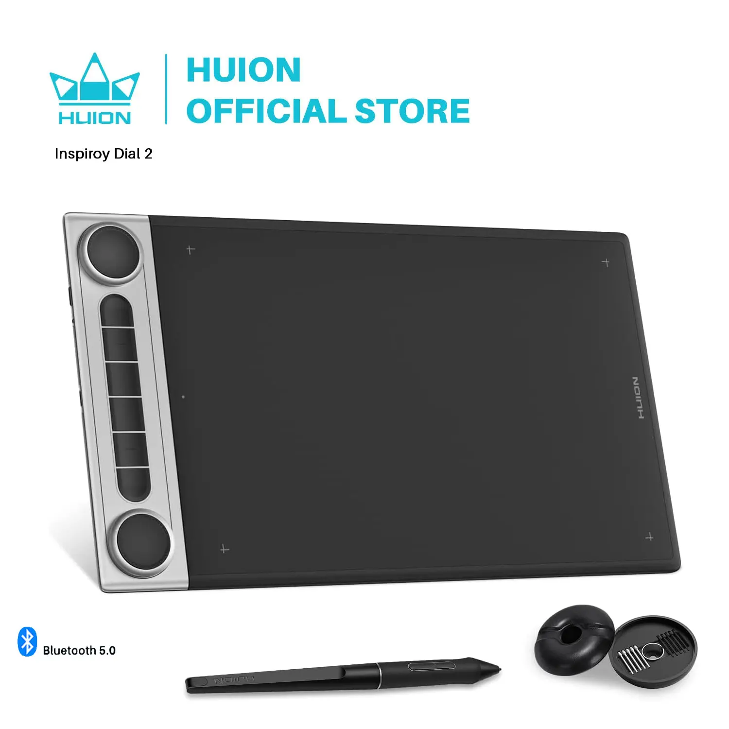 

HUION Inspiroy Dial 2 Bluetooth Wireless Graphics Drawing Tablet with Dual Dials Battery-Free Stylus PW517 for Digital Art