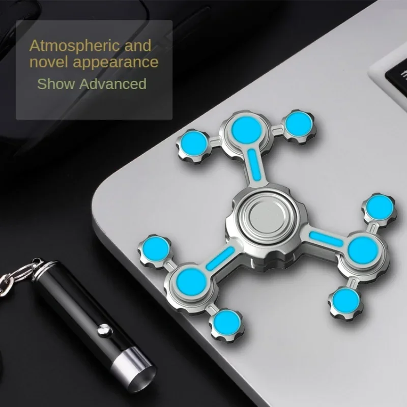 Technology Sense Chaos 3 Double Pendulum Luminous Fidget Spinner Alloy Super Long Time Finger Stress Relief Toys for Adults Kids