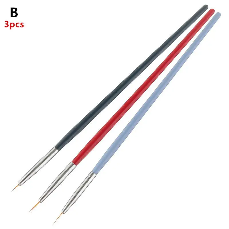 3 pçs/set UV Gel Polonês Pintura Nail Art Pincéis Nail Art Liner Brush Para Detalhes Finos Desenho Liner Brush Ferramenta de Design de Unhas