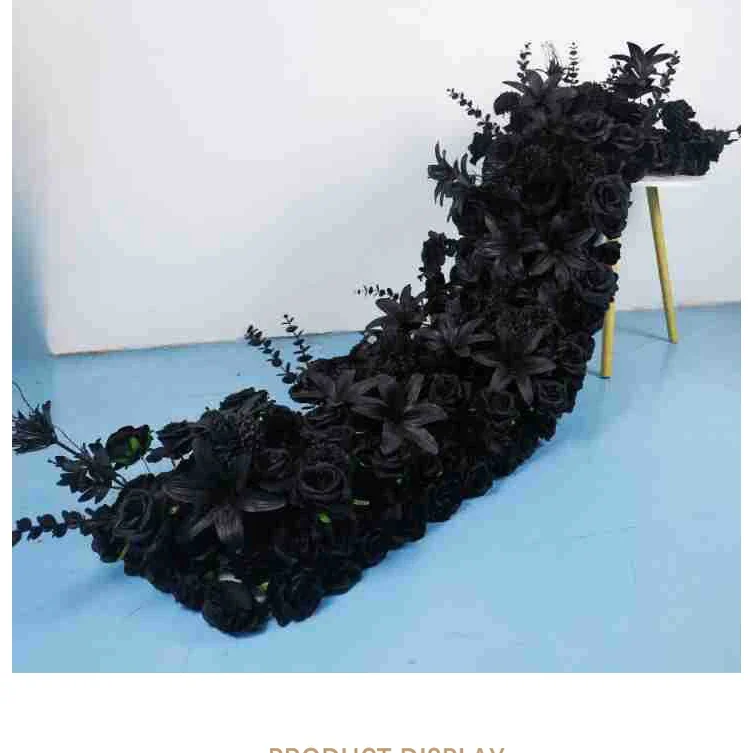 Schwarze Künstliche Blumenreihe Tischläufer Sofa Boden Blumenarrangement Hochzeit Hintergrund Dekoration Blumen Party Bankett Event Requisiten – Detail 7