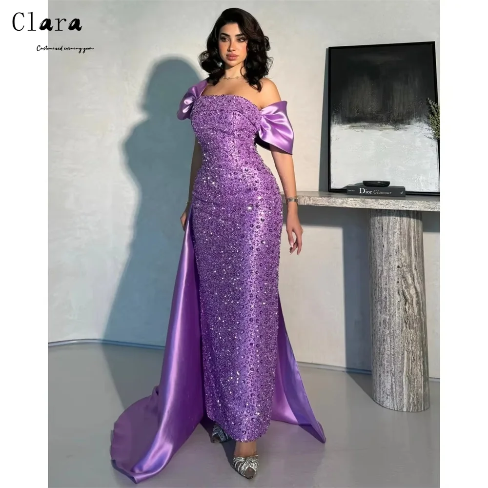 

Clara Custom Fishtail Off-shoulder Shiny Rhinestones Women Evening Dress Luxury 2025 Evening Dresses Wedding Party Dresses Woman
