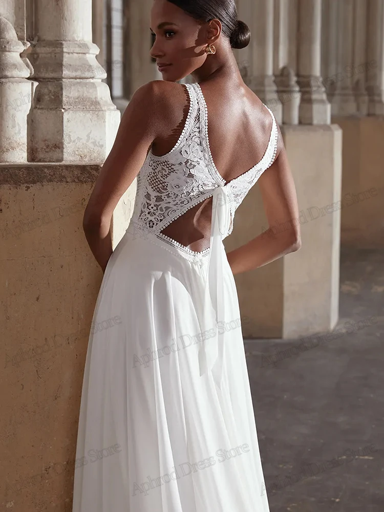 빈티지 웨딩 드레스 라인 신부 가운 레이스 아플리케 민소매 백리스 로브 글래머러스 베스티도스 데 노비아 맞춤 제작 2025