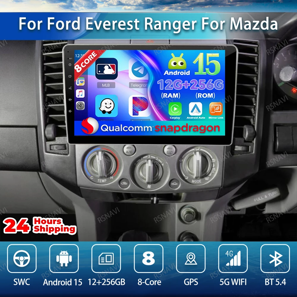 

Android 15 Car Radio For Ford Everest Ranger For Mazda BT50 BT-50 2006 - 2011 QLED 5G WIFI 4G LTE Navigation GPS DSP Stereo DVD