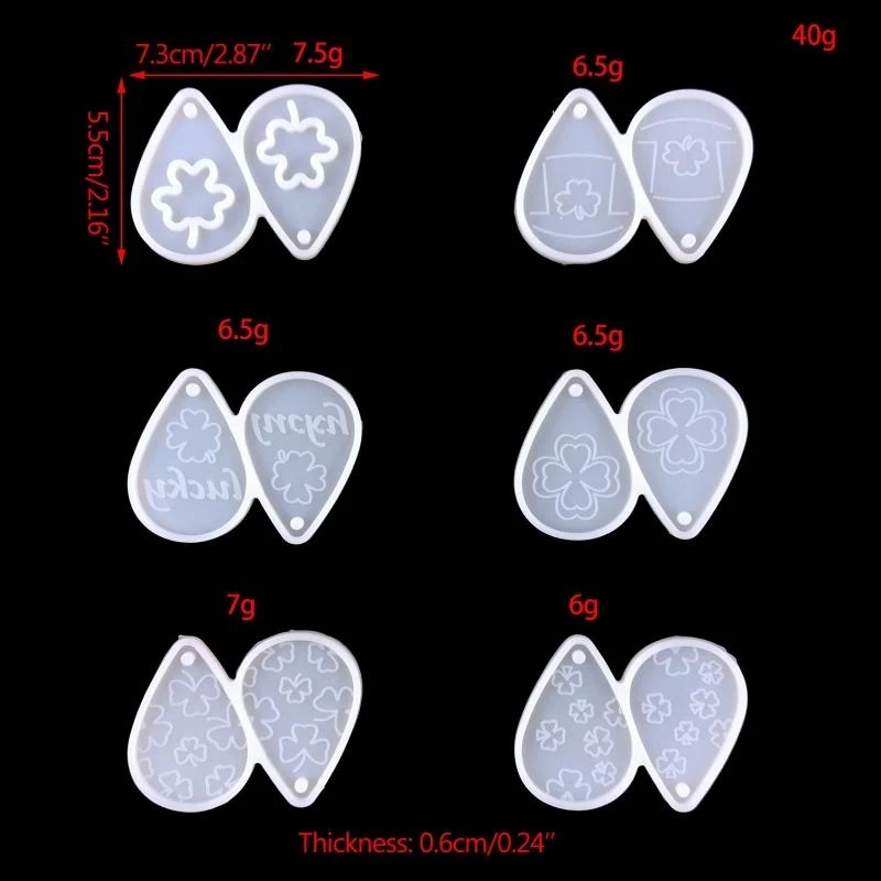 الأزياء والمجوهرات سيليكون قوالب البرسيم الأقراط راتنجات الايبوكسي العفن المسيل للدموع قطرة الشكل