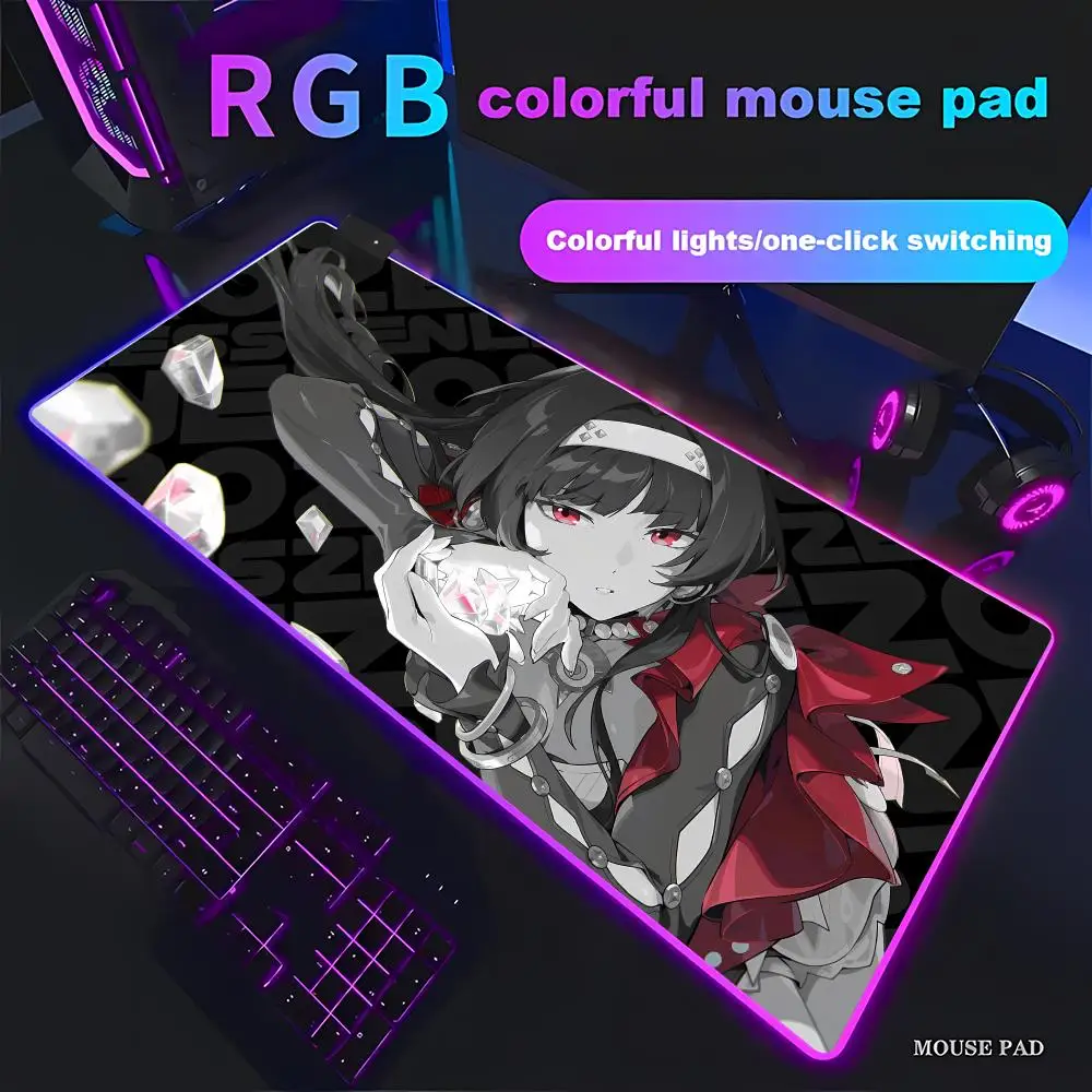 

Zenless Zone Zero Black Kawaii Sexy Anime Girl Astra Yao Large PC Mouse Pad Animation Games Beautiful RGB Gamer LED Light