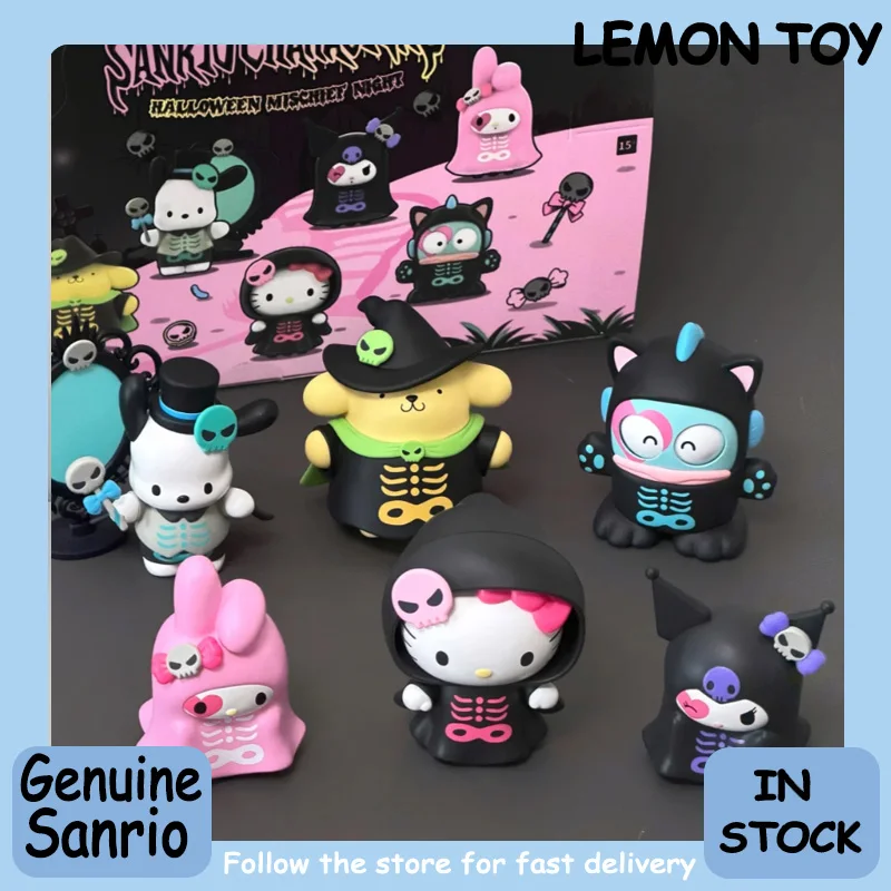 

Genuine Sanrio Characters Halloween Mischief Night Series Blind Box Cute Kuromi Hello Kitty Collection Desktop Ornament Gift