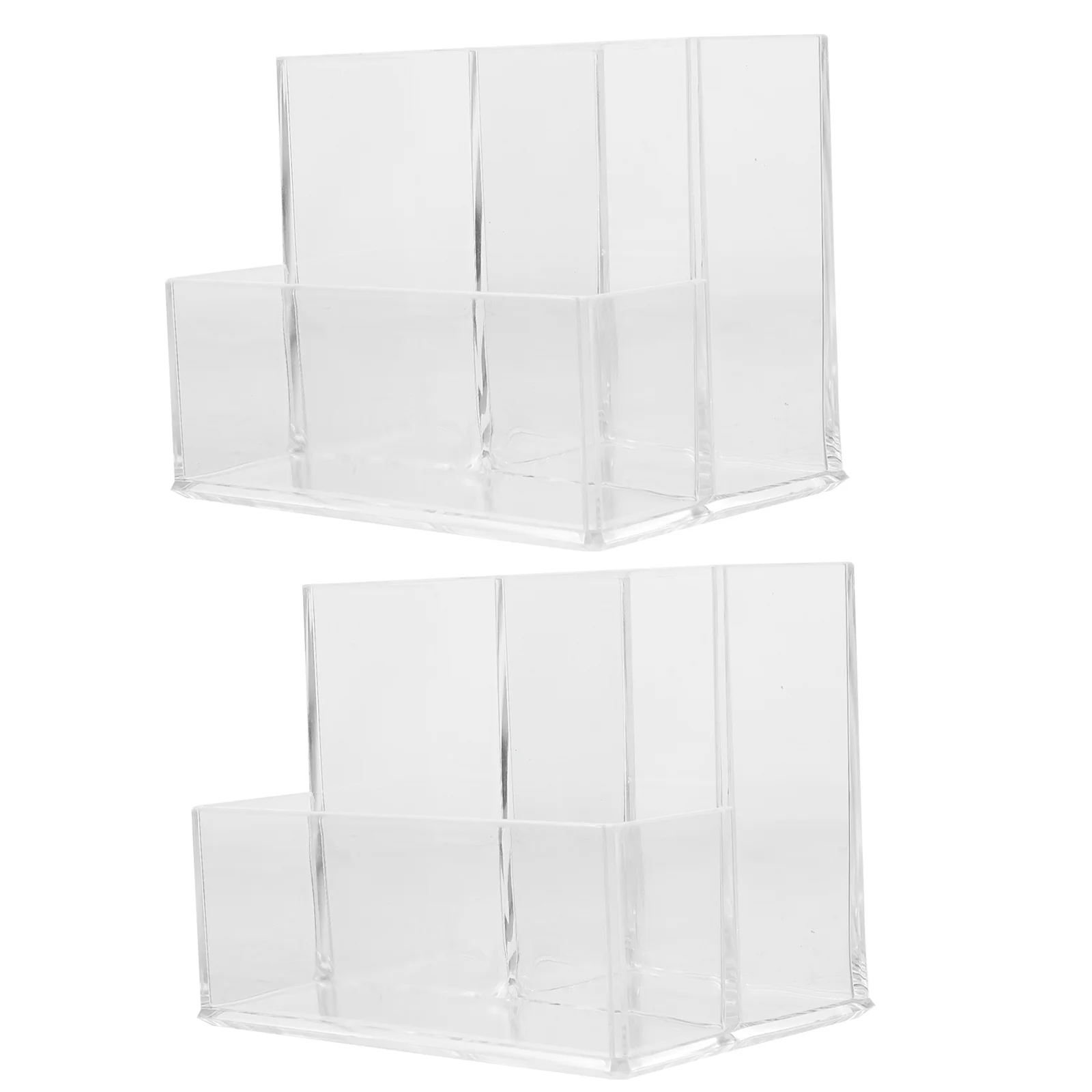 2Pcs Acrylic Pen Holder Desk Organizer Transparent Stationery Container for Home Office with Multi-Grid Compartments Storage Cup