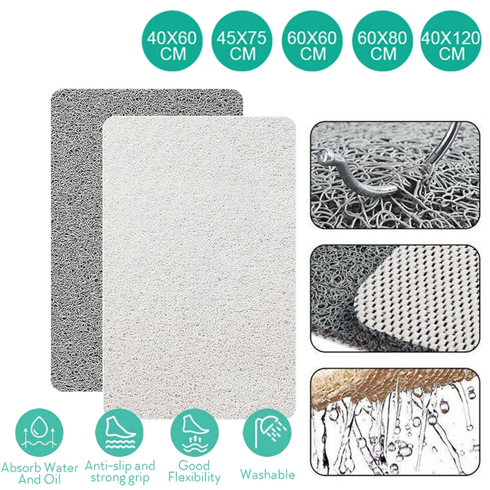 5 Size Rubber Loofah Bathroom Mats Quick Dry Soft Textured Anti Slip Bath Shower Mat for Inside Shower Wet Areas 2 Colors