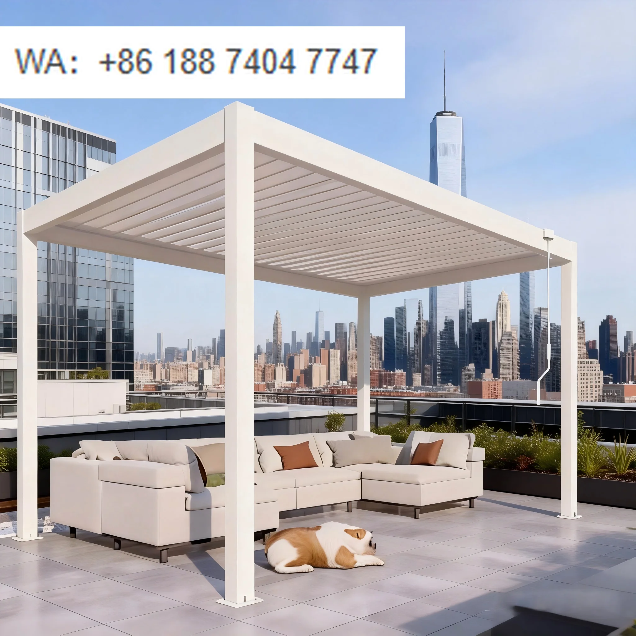 

Motorized Outdoor Rainproof Panel Slats Garden Canopy Patio Powder Coated Gazebo Bioclimatic Louvered Aluminum Pergola