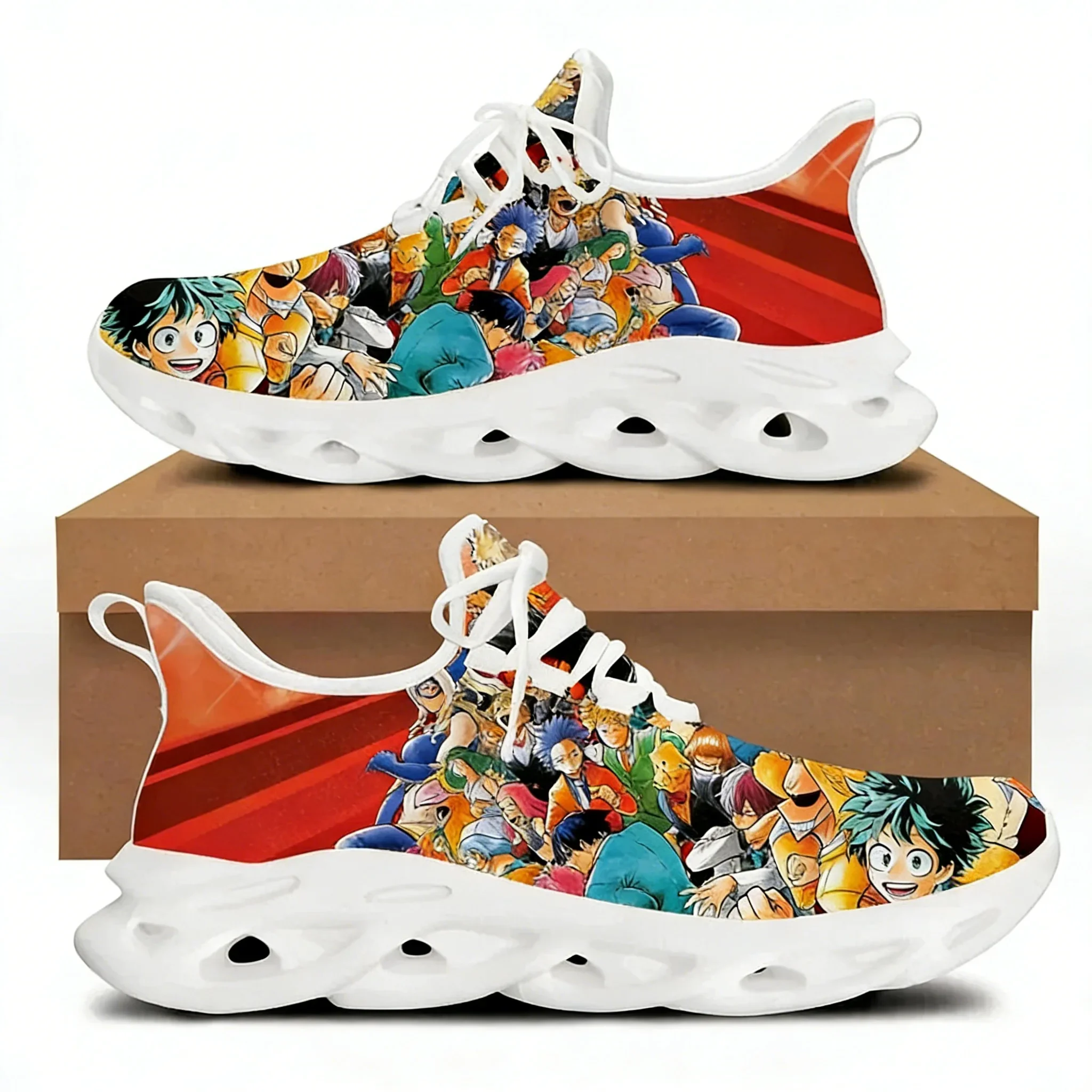 Zapatos planos informales con estampado de Anime japonés My Hero Academia para hombre, zapatillas transpirables con cordones para caminar, Tenis De Mujer