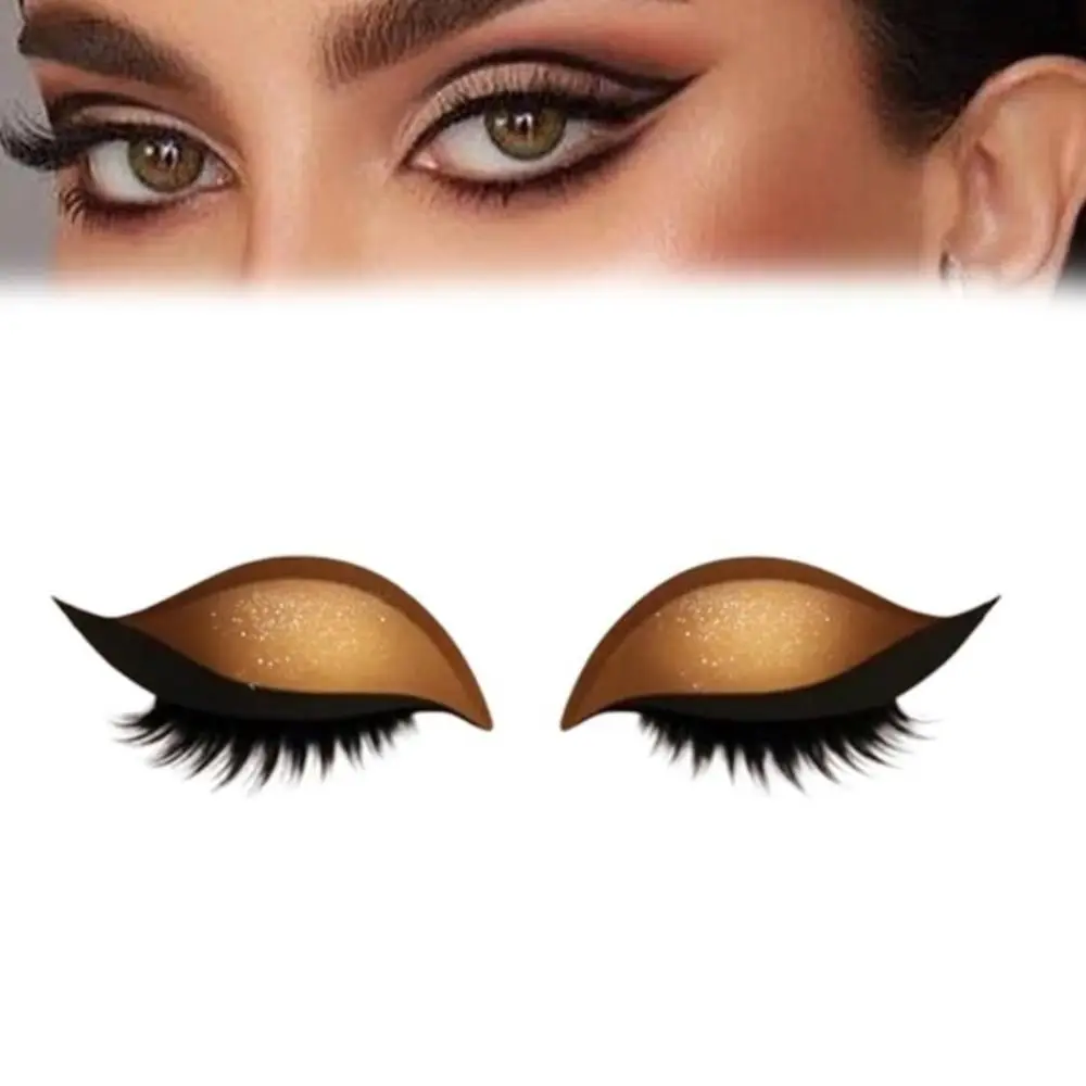 2 쌍 자체 접착식 게으른 아이 섀도우 속눈썹 패치 빠른 메이크업 시간 절약 3-in-1 아이 메이크업 스티커 쉬운 사용 재사용 가능