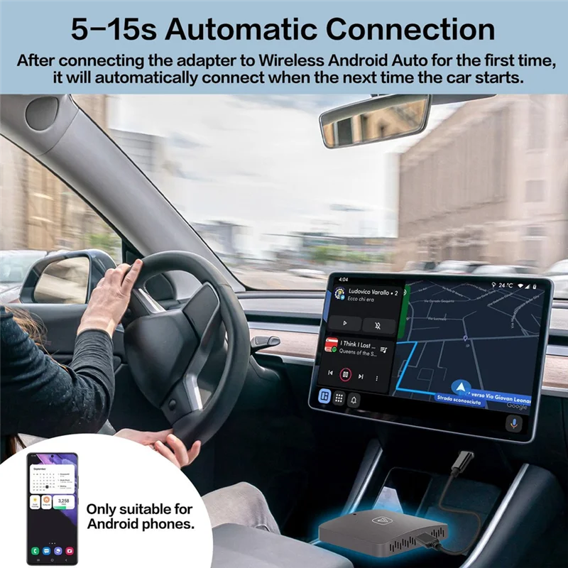 Adattatore Android Auto wireless ZIZI per auto Android cablate in fabbrica Wifi Plug & Play Dongle Android Auto wireless