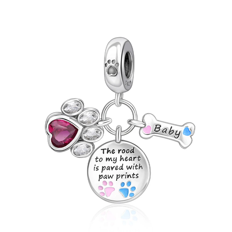 

Danturn 925 Sterling Silver Original Beads Dog Paw and Bone Name Tag Charm fit Snake Chain Bracelet Fashion Women Jewelry Making