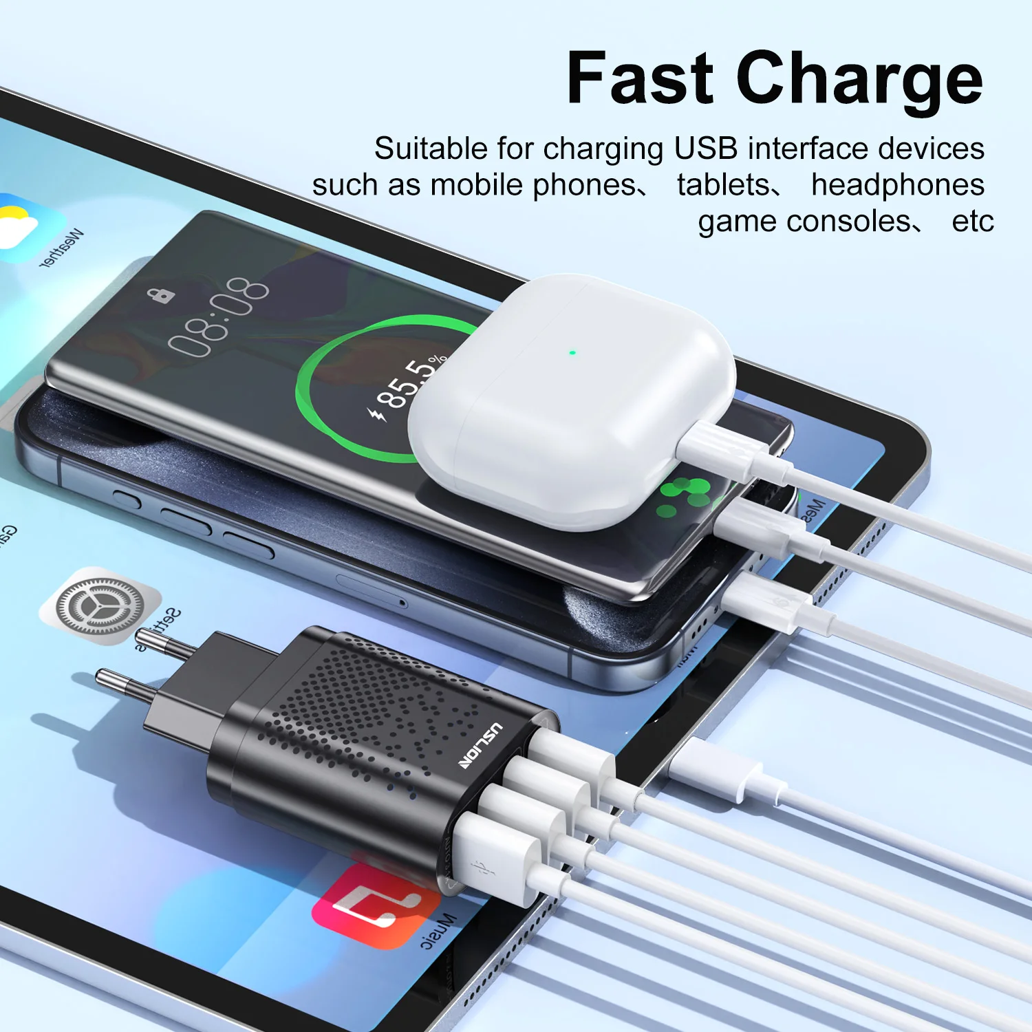 USLION 3A USB Charger Quick Charge 3.0 For Huawei iphone Xiaomi USB Fast Wall Charger Mobile Phone Charger Adapter Fast Charging - náhled 4