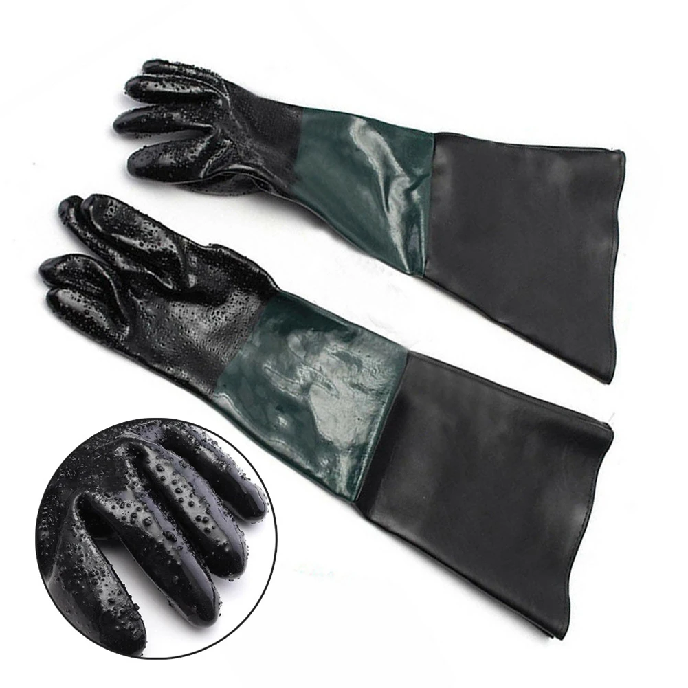 

Gloves Sandblasting Gloves 2pcs 60*30cm Accessories Comfortable Green Stitching Black PVC + Cotton Parts Brand New