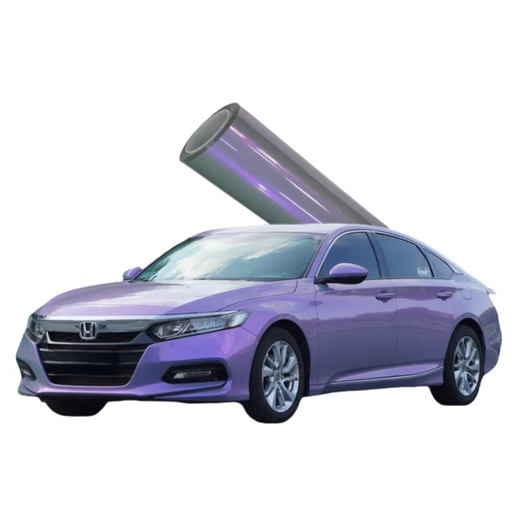 Commercio all'ingrosso per Magic Candy Grey Purple Car Body Wrap Decorazione Pellicola PVC Vinyl Wrap Funzione che cambia colore Pellicola per avvolgimento auto