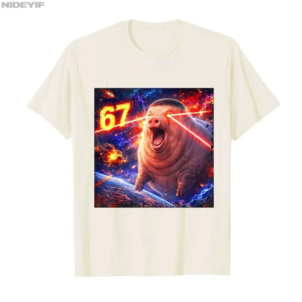 John Pork Fade Pig Haircut 67 Six Seven Brainrot Meme T-Shirt Kurzarm-Oberteil Mode Harajuku Kawaii T-Shirt Y2K Kleidung – Detail 6