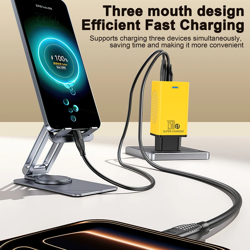 Lenovo 150W Multi-Port-Ladegerät, 12W-Netzteil, USB + Typ-C, EU-/US-/UK-Stecker, Ladeadapter für Huawei. – Detail 4
