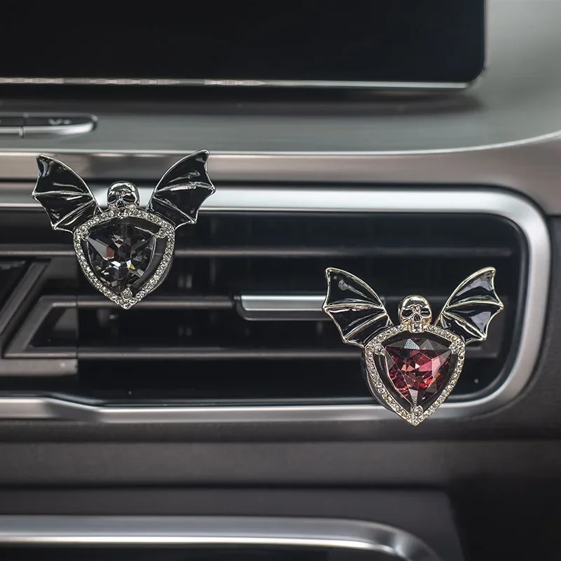 1pc Car Vent Clip Bat Skull Shape Rhinestone Decor Car Air Vent Clip Aromatherapy Perfume Accessory Car Interior Accessories