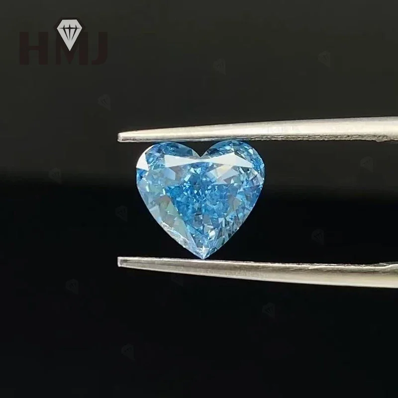 Fancy Vivid Blue Color Lab Grown Diamonds With IGI certificate Heart Shape CVD Laboratory Diamond Wholesales Customize Jewelry