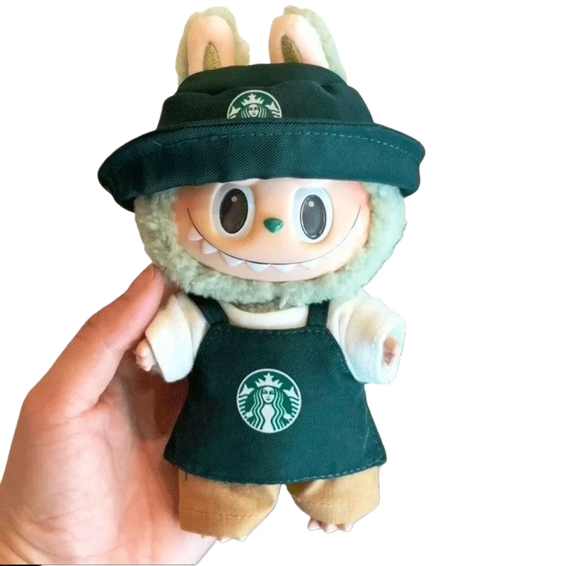 15-17cm para roupas de boneca labubu moda café conjunto de roupas de trabalho série comida rápida batatas fritas hambúrgueres acessórios de roupa