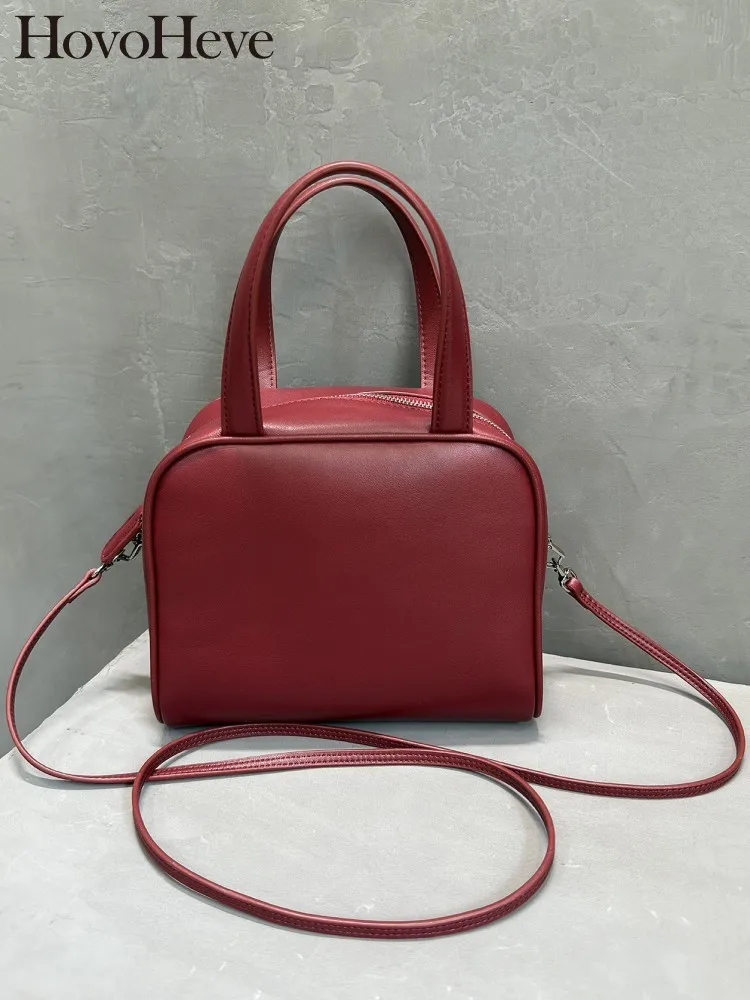 Concise Genuine Leather Zipper Square Bags High Quality Mini Size Female Handbag Soft Solid Color Sheepskin Crossbody Bag