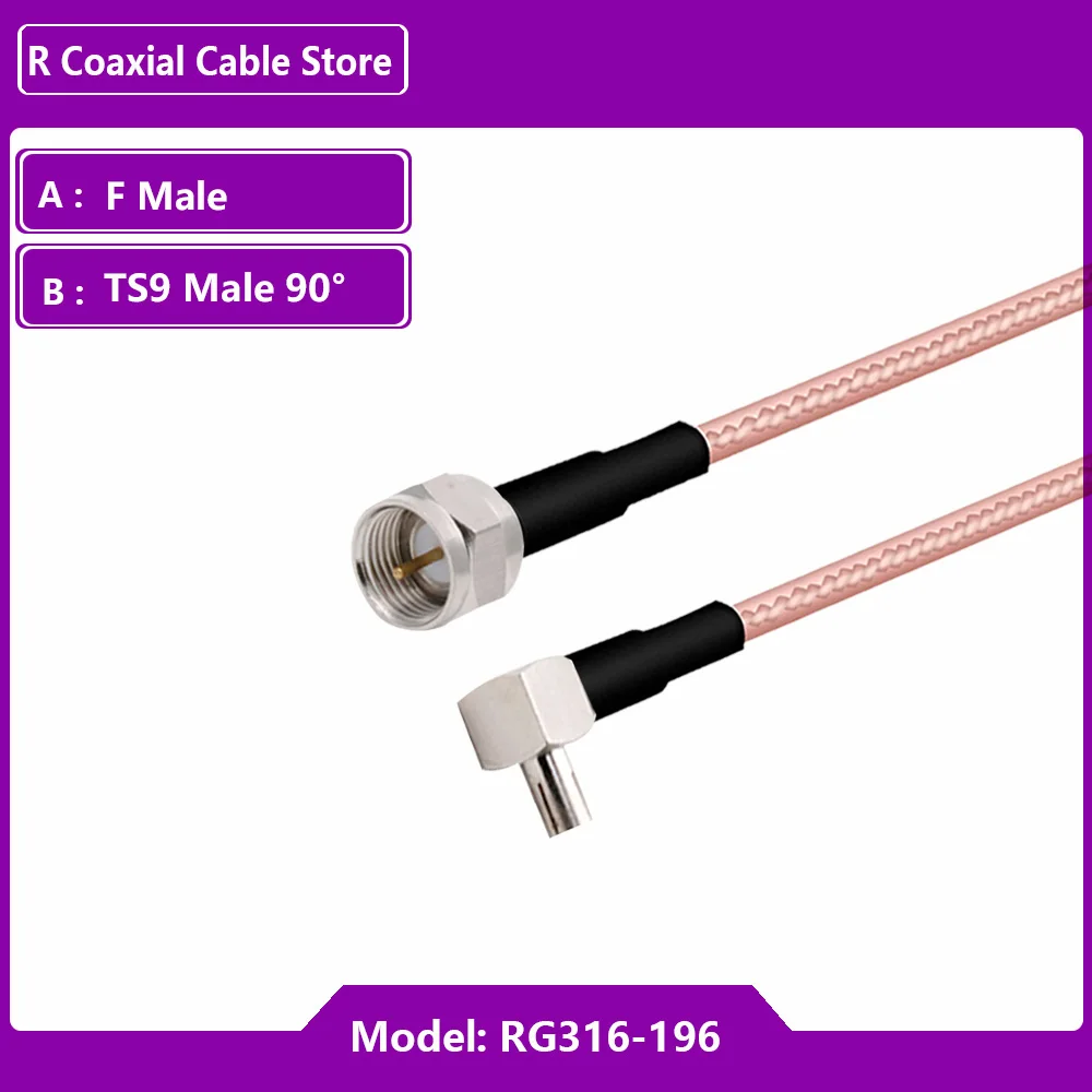 Rg316 rf cabo coaxial 3g modem ts9 macho ângulo direito interruptor f tipo fêmea trança adaptador para wifi gsm 3g gps 4g 5g módulo