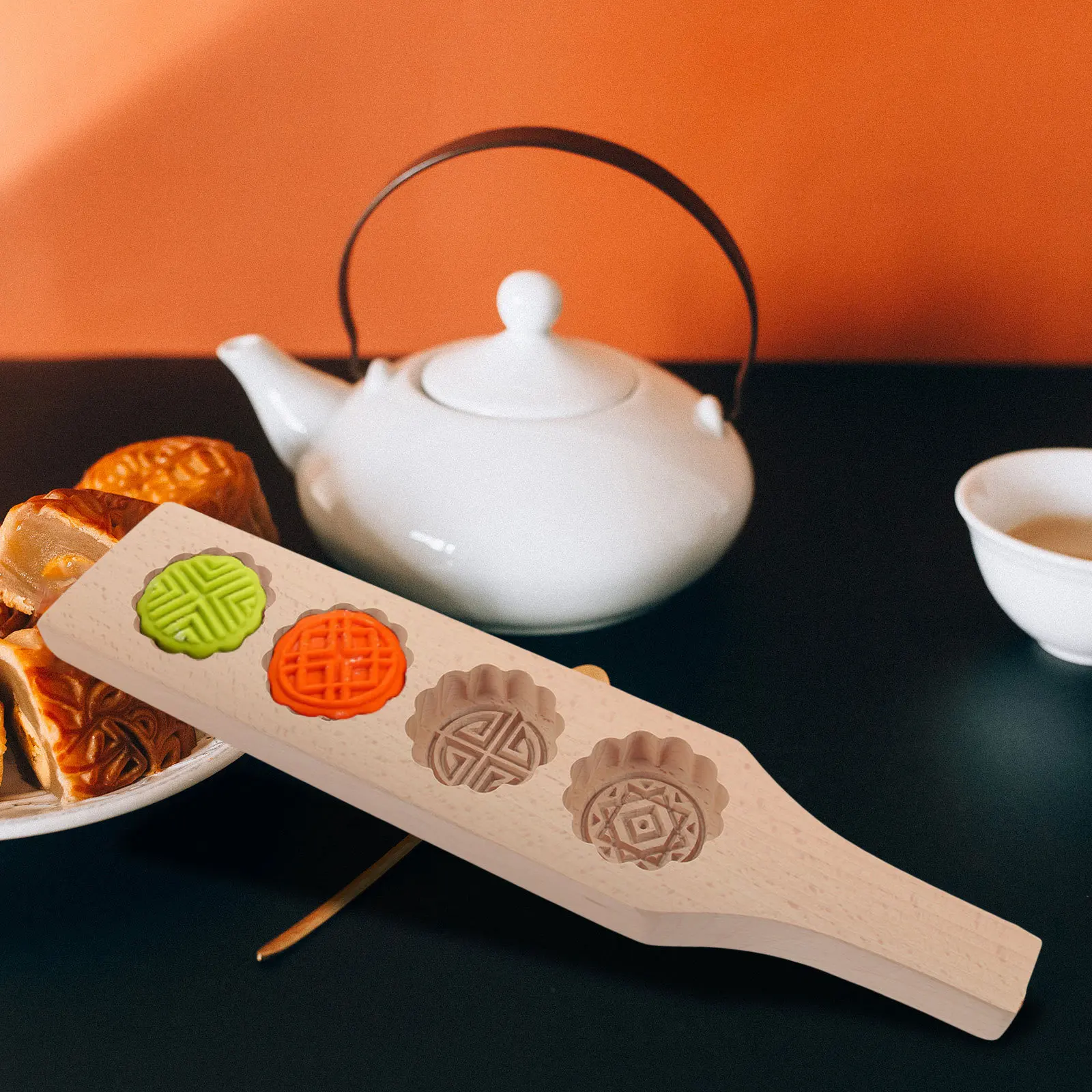 

Wood Moon Cake Mold Traditional Chinese Style Mid-Autumn Festival DIY Moon Cake Mold Household Kitchen Cookie Accessory