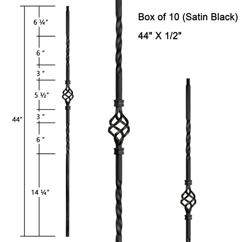 Balusters de ferro - Balusters de escada de ferro forjado - Mandriles de metal de cesta única oca