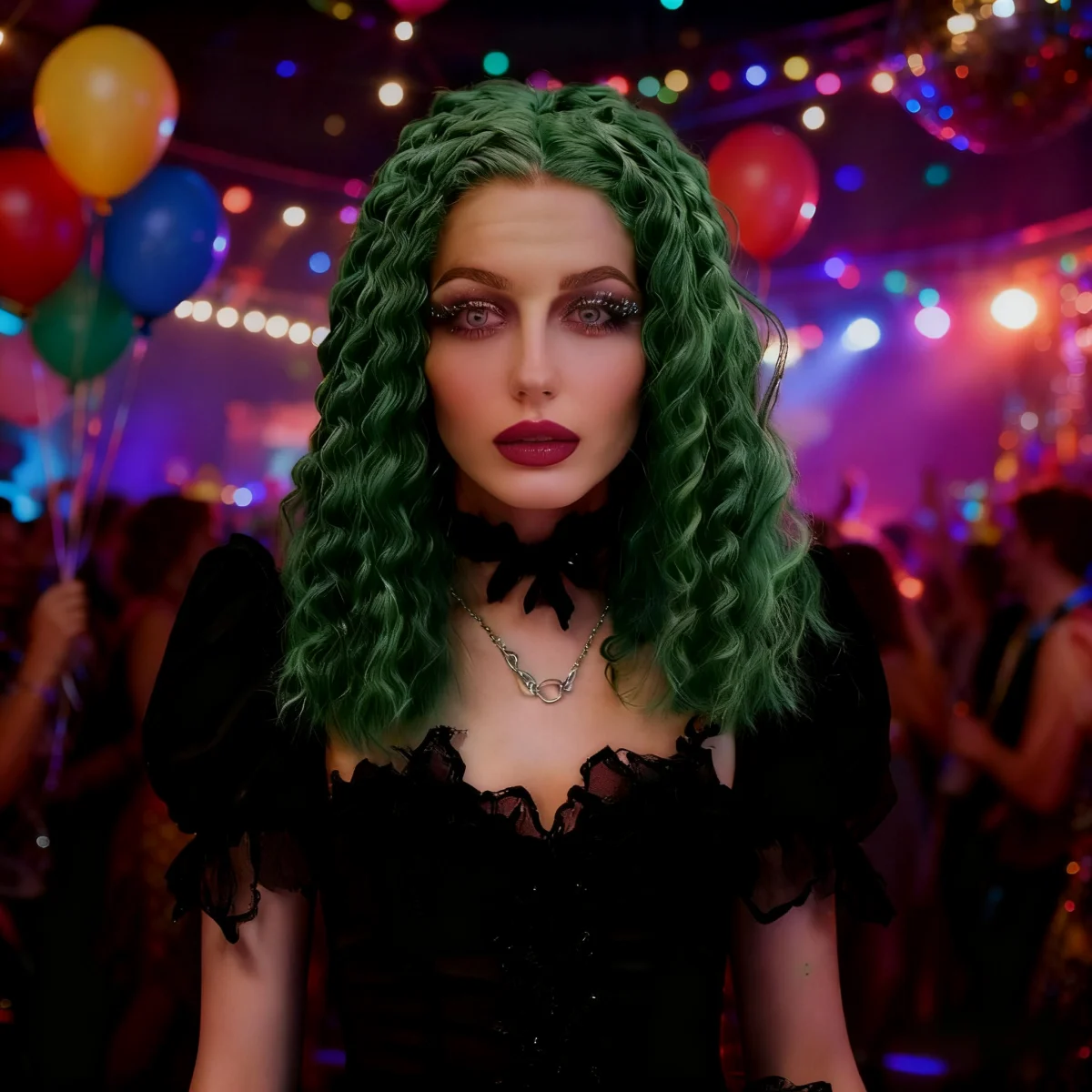 

Vintage Green Spiral Curl Wig - Fluffy Medium Long Curly Hair for Prom, Music Festivals, Street Snap and Theme Parties