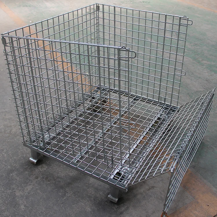Fabbrica di gabbie metalliche per contenitori di stoccaggio di merci con gabbia pieghevole personalizzata