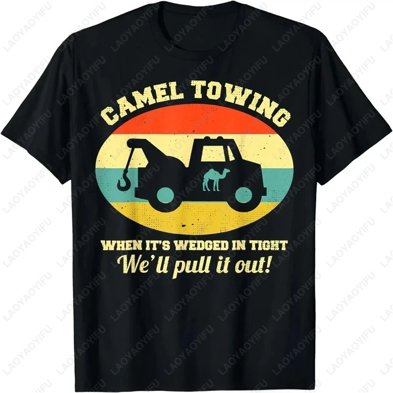 Cotton Camel Towing Retro Adult Humor Saying Funny Halloween TShirt Clothing Classic Fashion Streetwear Graphic Tops Adult Tees