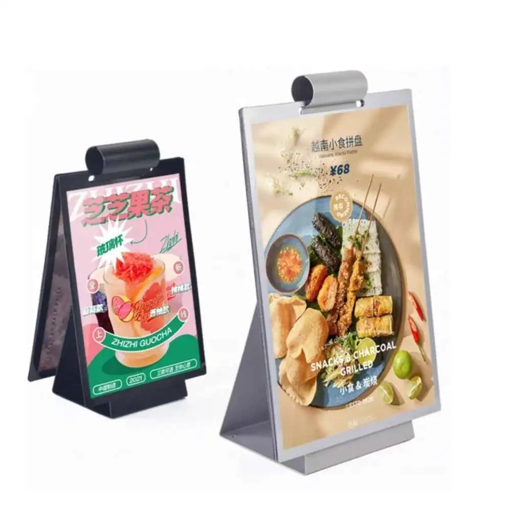 

A4 210x297mm Flip Over Metal Menu Holders Black Silver Poster Leaflet Sign Display Stand Table Price Listing Holder Frame