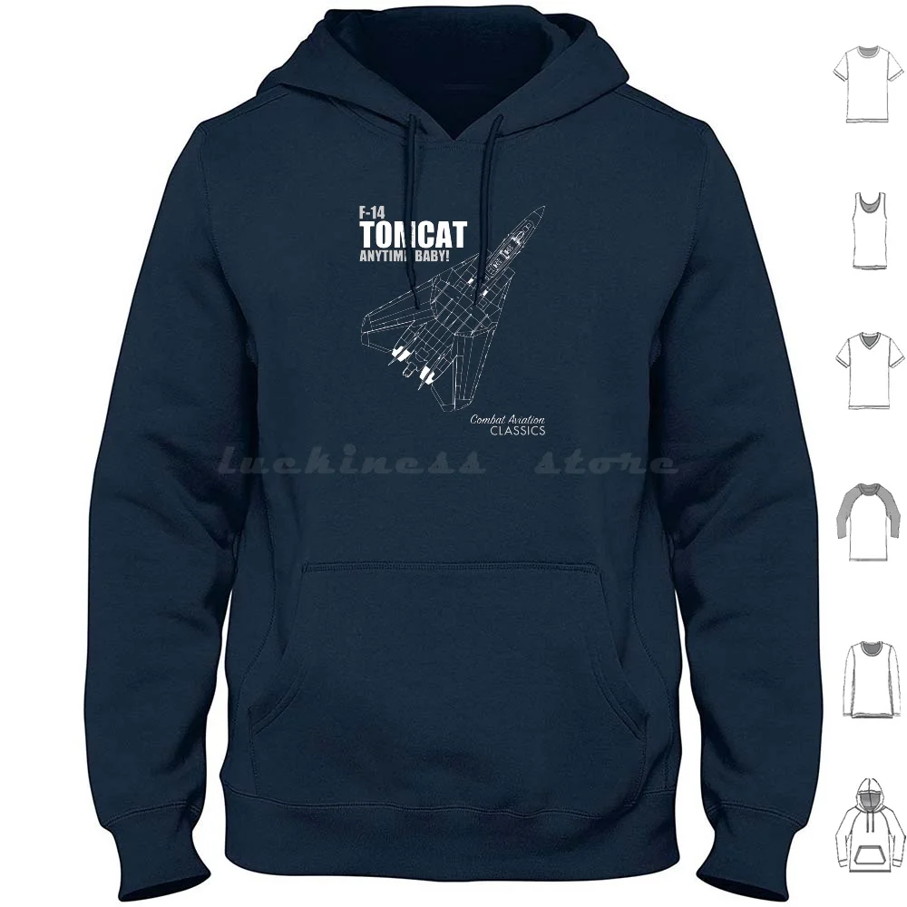 F-14 Tomcat Blueprint Hoodie cotton Long Sleeve Us Navy Fighter Jets F14 F 14 Tomcat Red Flag Fighter Weapons School Nellis