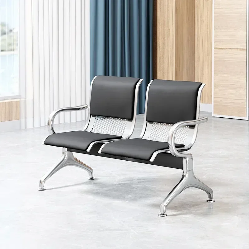 Stainless steel three person row chair hospital waiting chair airport train station waiting chair bank with coffee table bench