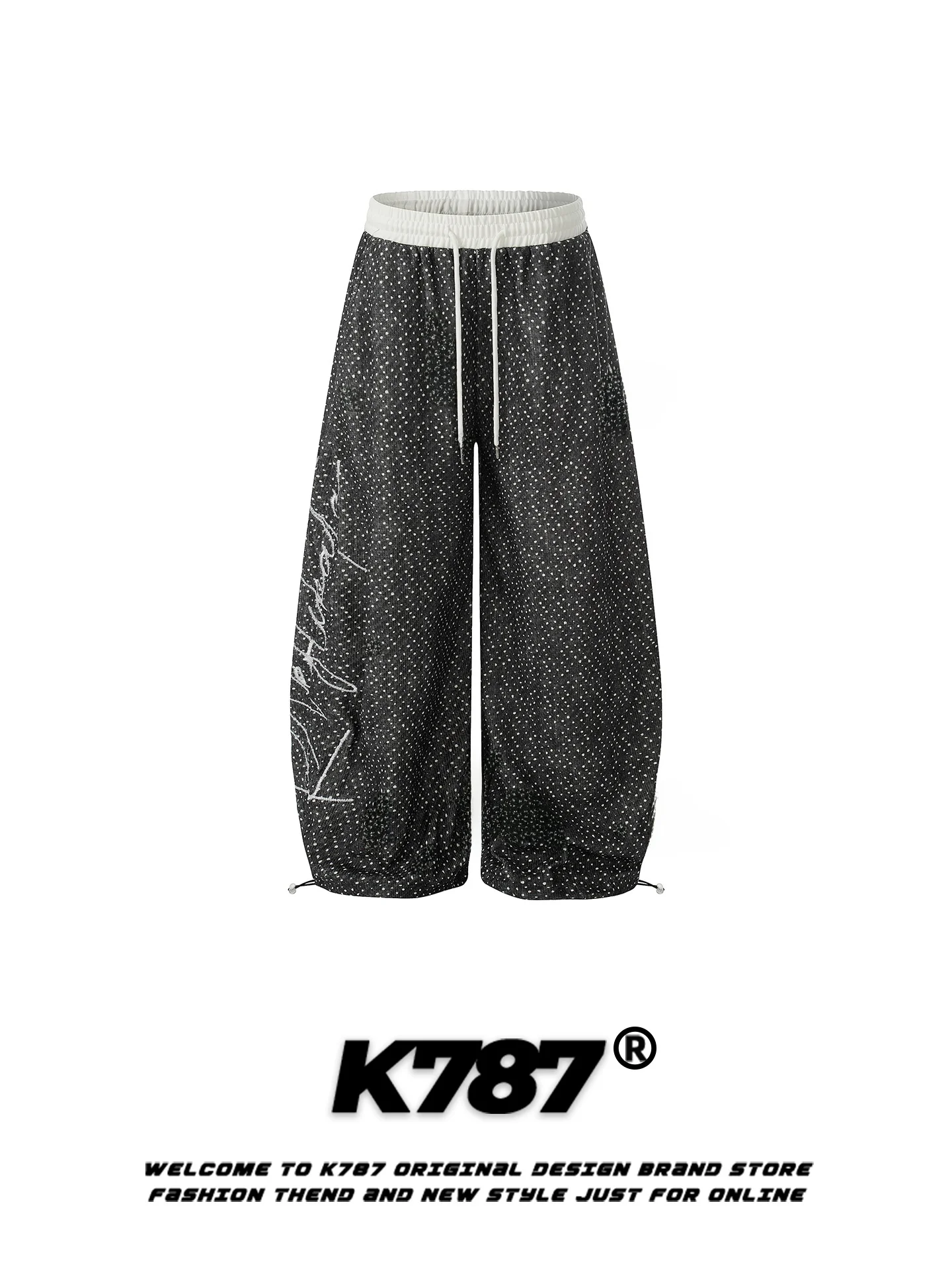 

K787 American Street Sle Cheered Wide Leg Pants Men's Loose Casual Sport Street Dance Long Trousers Women's Faion