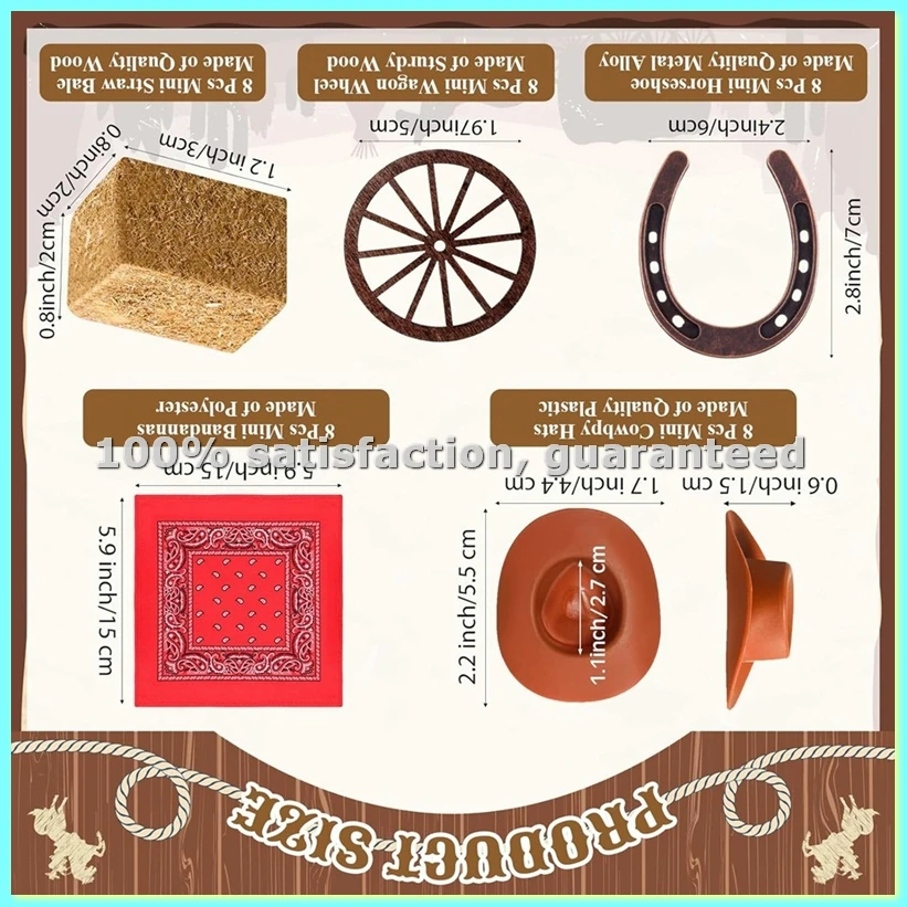 

40 шт. Декорации для вечеринки в стиле вестерн: мини-подковы и колеса для ковбойских и ковбойских вечеринок, свадеб в стиле кантри - AD23