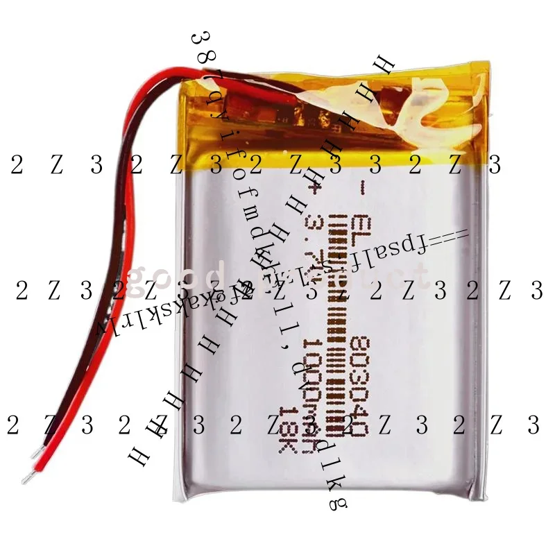 

ZX silicone wires 803040 3.7V 1000mAh LiPo battery replacement lithium polymer rechargeable battery for Bluetooth