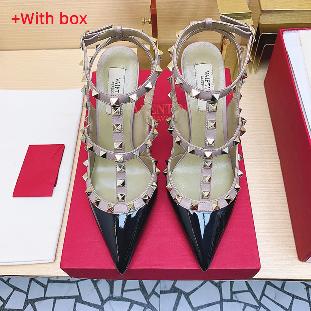 

Gladiator Sandals with Ankle Strap for Women Pointed Toe Rivet High Heels Party Shoes for Ladies Summer Luxury 2024 Ladies shoes